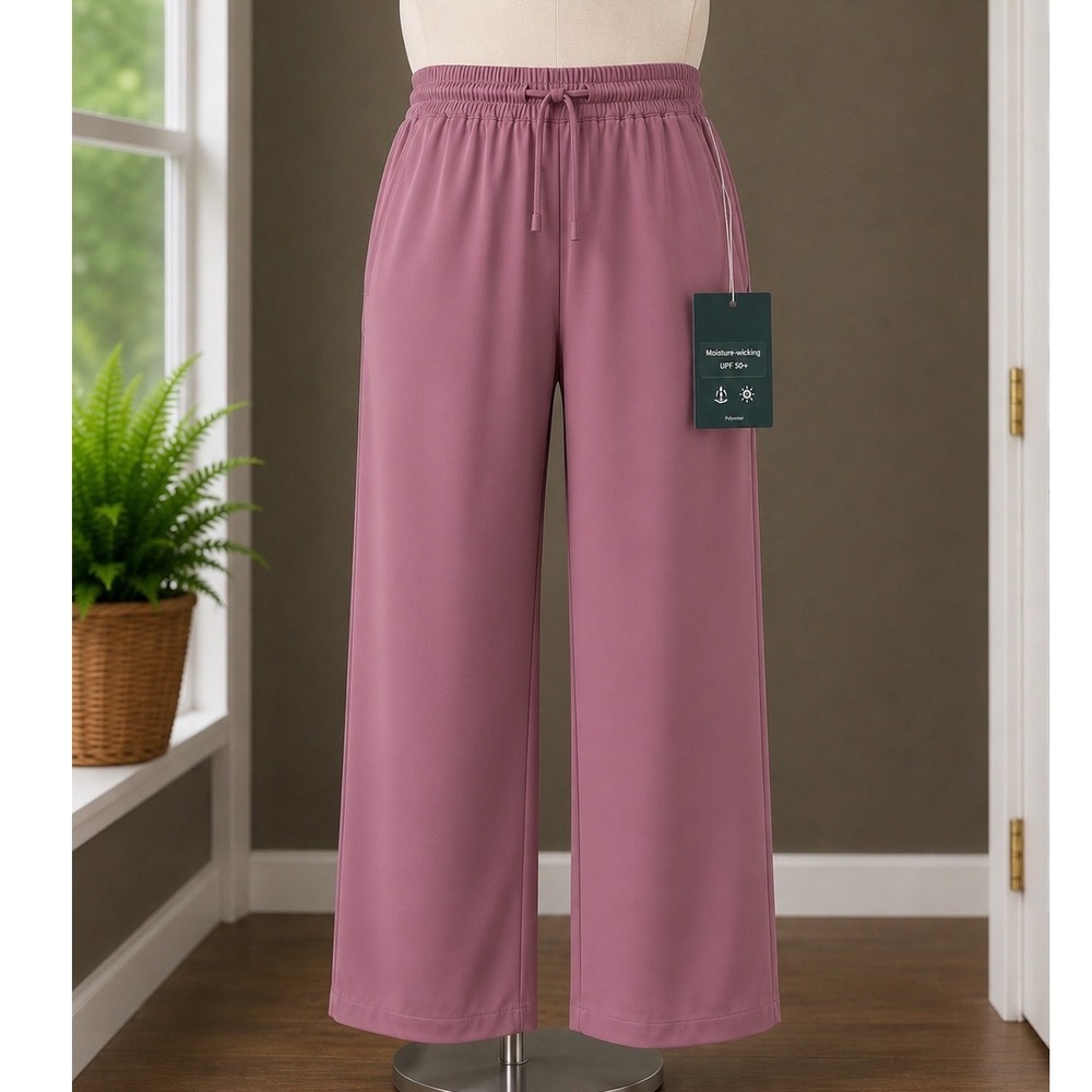 We Wander Women Pink Moisture Wicking Wide Leg Pants UPF 40 Small Hiking Travel